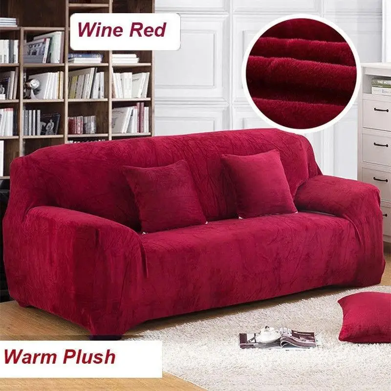 3 цвета, теплые толстые плюшевые чехлы для дивана, ретро кресло, чехлы для дивана для гостиной, мягкие чехлы для дивана, 1-4 местный - Цвет: Wine Red