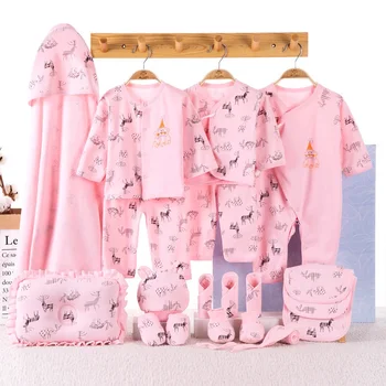 

blue yellow pink 19pcs/set newborn baby clothing set gift underwear clothes suits 100% cotton letters printed infant clothing