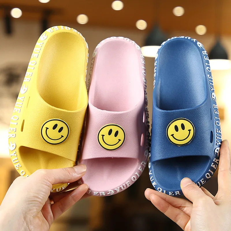 de interior con carita sonriente para niños y niñas, chanclas bonitas de dibujos animados para hogar, zapatos de dormitorio, ropa de playa, novedad|Zapatillas| - AliExpress