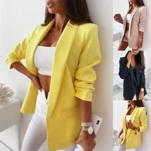 2021 autumn new solid color long-sleeved small suit ladies jacket woman jacket