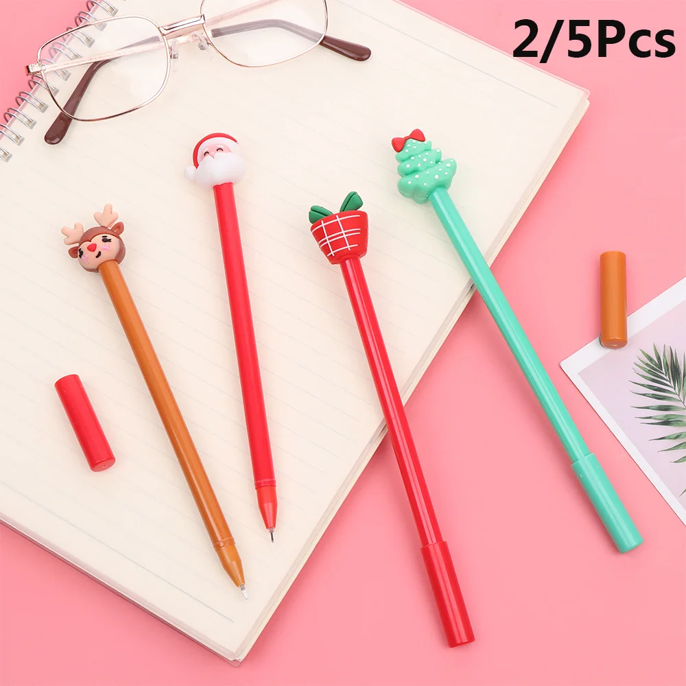 2/5 шт, креативная Рождественская серия, нейтральная ручка, мультяшная ручка для студентов, черная ручка для рождества, гелевая ручка, канцелярские принадлежности для письма