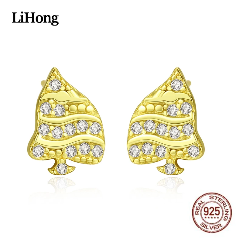 

Trendy Luxury Earrings For Women Fashion Simple Gold Color Sweet Original Christmas Tree Shaped Stud Earrings Jewelry Female