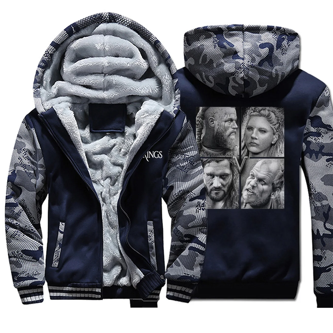 2021 Hot Sale Odin Vikings TV Series Printing Men Hoodies Ragnar Lothbrok Lagertha Athelstan Character Pattern Mens Warm Coats | Мужская