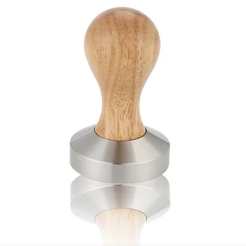 

Wooden Coffee Tamper 58mm Barista Espresso Base Coffee Bean Press Stainless Steel Flat Base Coffee Bean Press