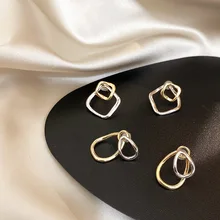 AOMU 1 пара корейских металлических хитовых цветных сережек, геометрические Необычные прямоугольные Круглые Женские золотые серебряные подарочные серьги-гвоздики