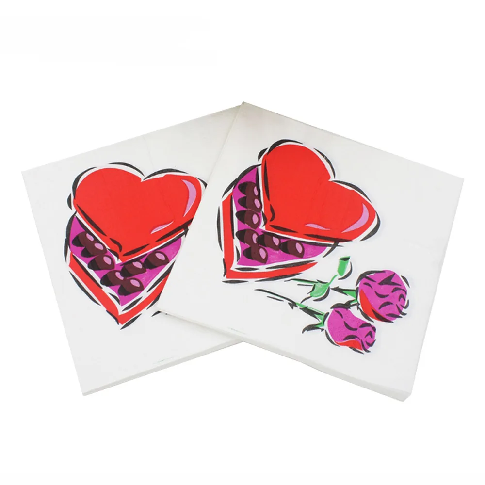 [Доступно в настоящее время] цветные свадебные салфетки с принтом сердца бумажное полотенце Kleenex RUWD-08