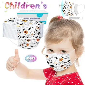 

In Stock 50pc Children Kids Disposable Face Masks Cartoon Printed Industrial 3ply Ear Loop Anti-Dust Pollution Mask mascarillas