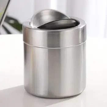 

Stainless Steel Desktop Mini Trash Bin Table Waste Garbage Can Box Container Ashtray With Swing Lid Cover For Kitchen Office