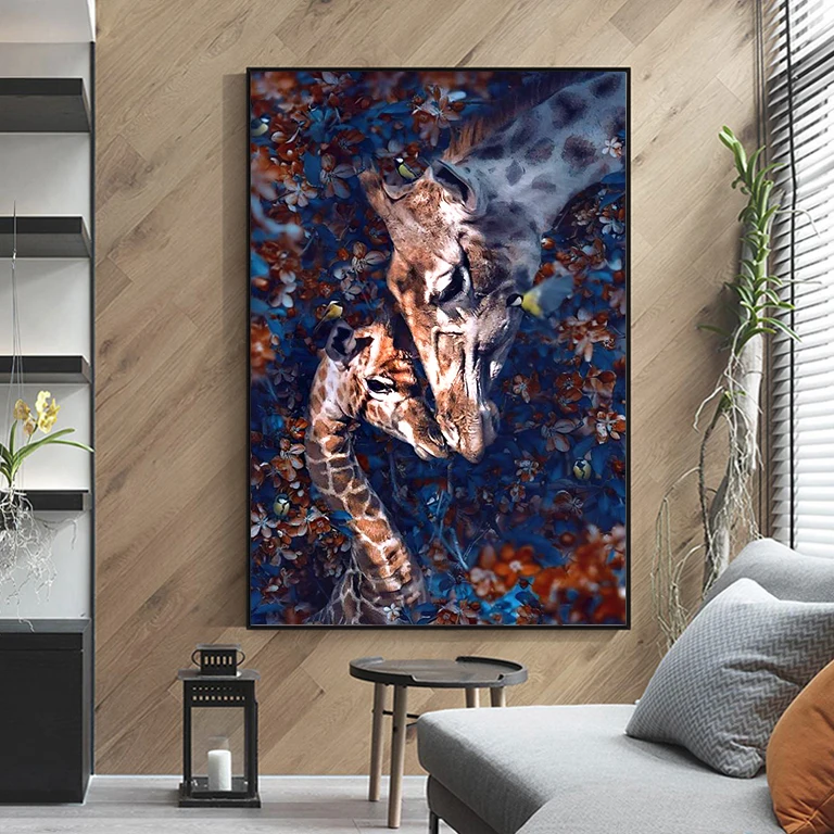 Full Square / Round Diamond Embroidery DIY Diamond Painting Cross Stitch Drill Tiger Lion Face & Flowers Picture of Rhinestones
