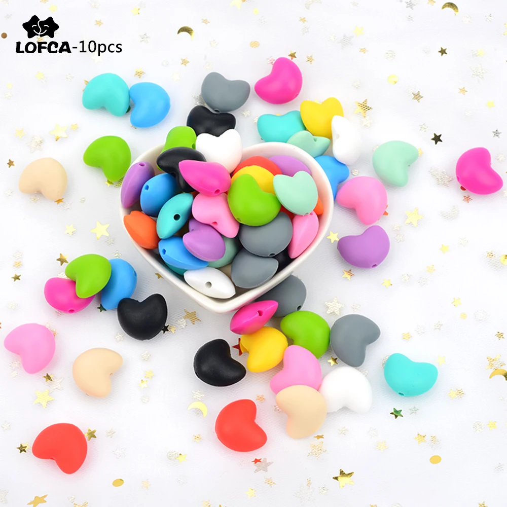 Силиконовые бусины в форме сердца LOFCA 10 шт./лот не содержит Бисфенол А для