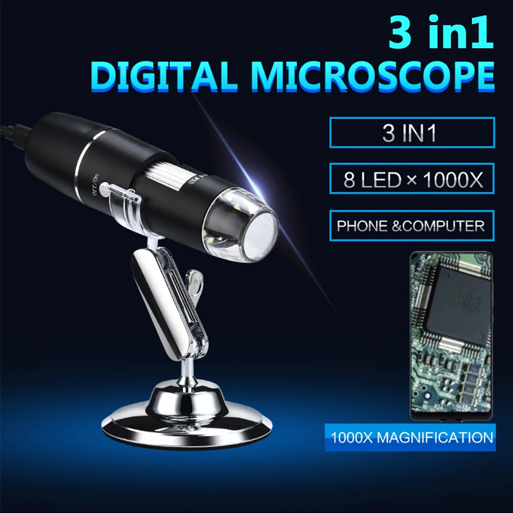 Эндоскоп цифровой микроскоп Ручной эндоскоп ABS 8LED портативный Практичный Прочный инструмент для чистки ушей мобильные телефоны водонепроницаемый