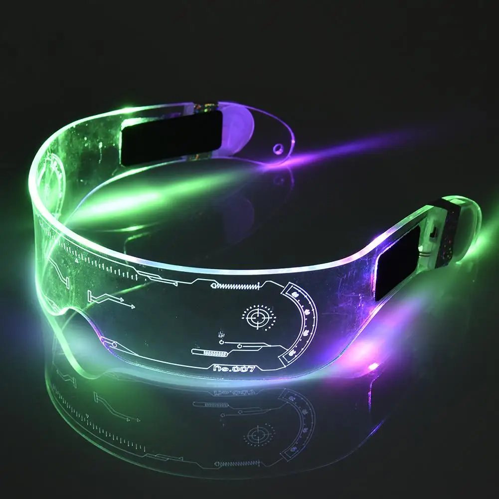 Fiestas Neon Rave Glasses para Festivales Gobesty Gafas Luminosas Led Gafas Futuristas Gafas con Luz LED Fiesta Cyberpunk Cumpleaños Gafas Luminosas Fiesta Gafas De Neón Siete Colores 