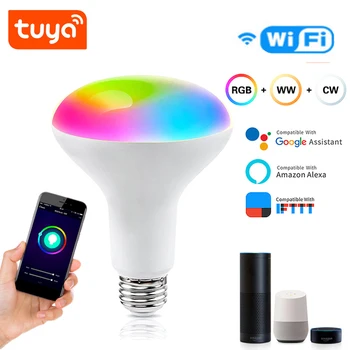 

Tuya Wifi Smart Blub 15W RGB Lamp E27 Light Bulb Work With Alexa Google Assistant Voice Control+Time Control+Group Control