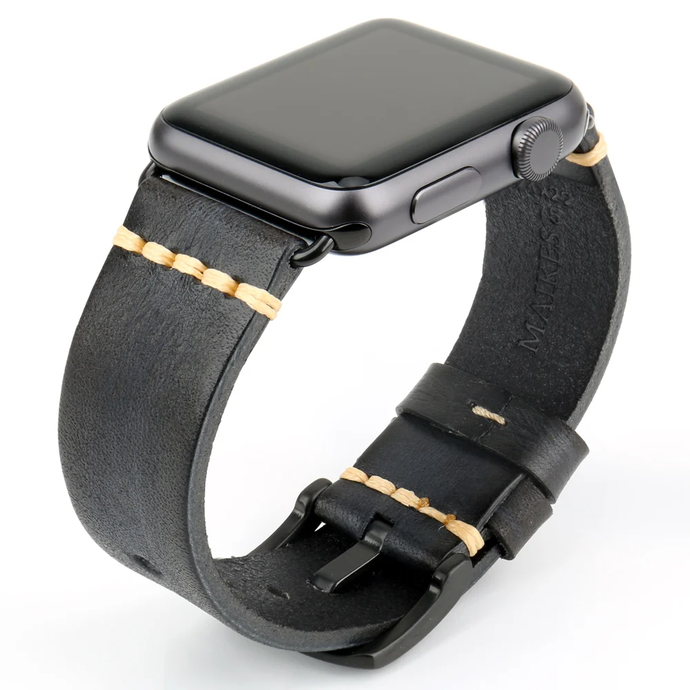 Строчный кожаный ремешок для часов Apple Watch 44 мм 40 Series 5/4/2/3 iWatch 42 м 38 мм|Ремешки