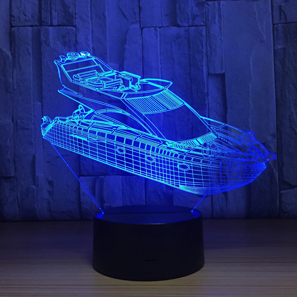 

Luxury Yacht 7 Color Lamp 3d Visual Led Night Lights For Kids Touch Usb Table Lampara Lampe Baby Sleeping Nightlight