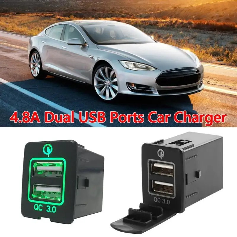 12-24 В 4.8A двойной usb порт автомобильное зарядное устройство авто автомобиль Быстрая зарядка розетка адаптер питания с светодиодный светильник Cargador Coche