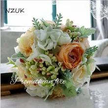 Букет цветов для невесты, подружки невесты, Европейский стиль, Искусственный Пион, роза, бант из атласной ленты, декор для свадебной вечеринки, SPH021