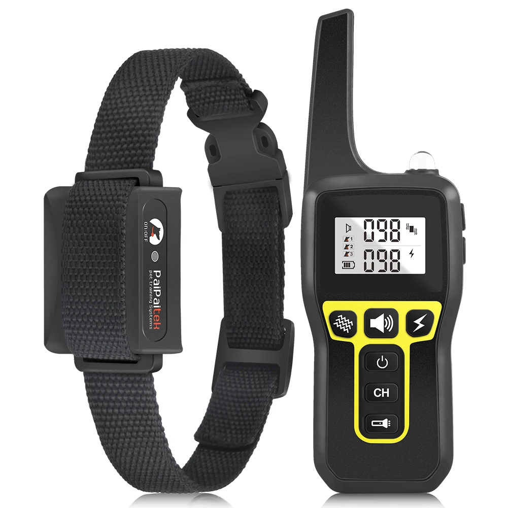 Pet Training Collar Anti Bark Shock for Dogs, 1100Yd Beep Vibration Shock 3 Mode with Remote Rechargeable Waterproof Receiver