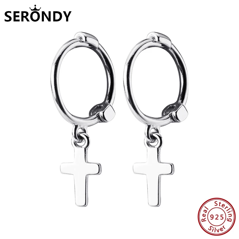 

SERONDY Cross 925 Silver Earrings For Women Unusual Jewelry Drop Earrings Undefined Fashion 2020 New Hit Gift Female ED10773