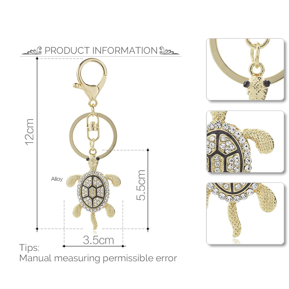 Dalaful милые черепахи брелоки с черепахой брелоки Кристалл сумка Подвеска Брелоки держатель кольца для автомобиля K316