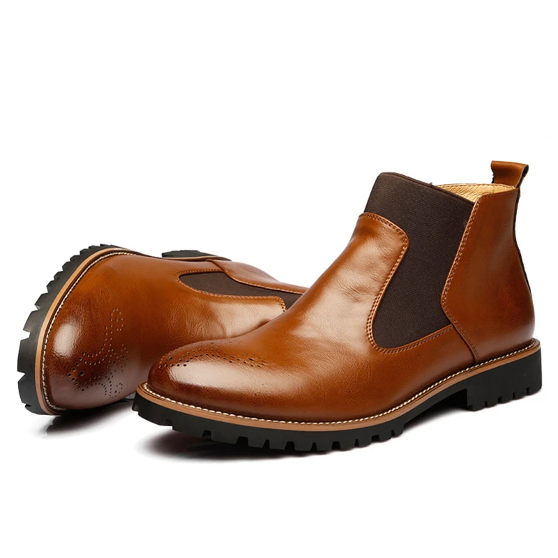 Мужские кожаные ботильоны; большие размеры 38-46; деловая повседневная обувь «Челси»; мужские зимние плюшевые теплые ботинки; botas hombre