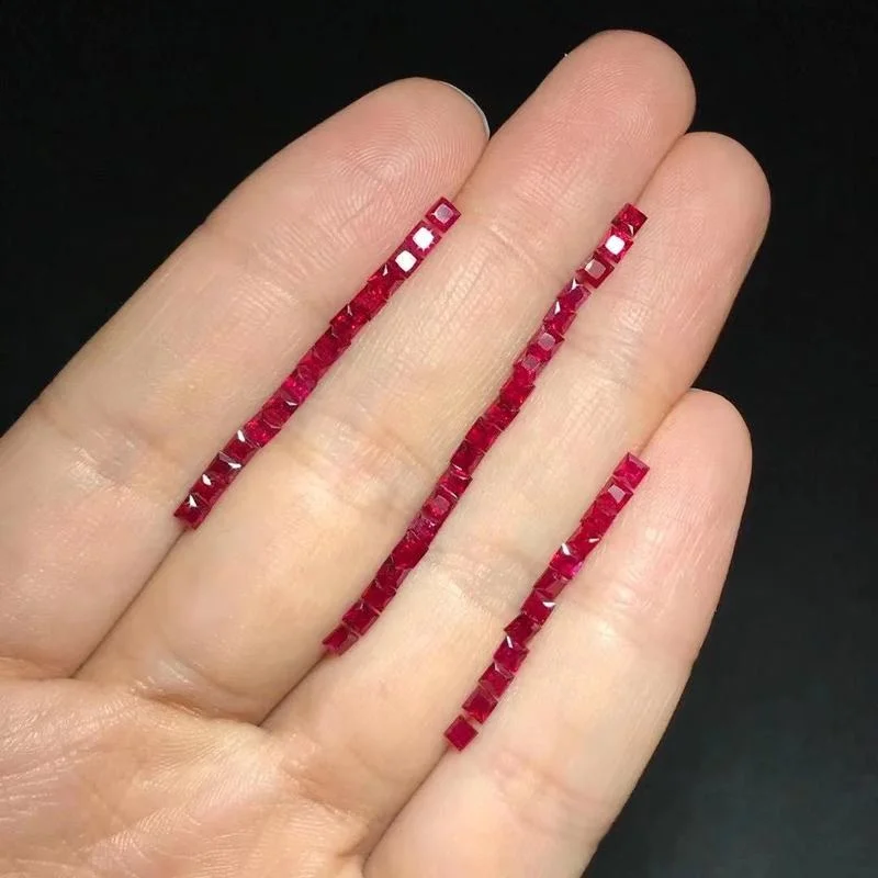 Nature Red Ruby Square 2.5mmm Loose Stones for Earrings Making Jewelry loose gemstones loose beads for jewelry making ruby gemstone
