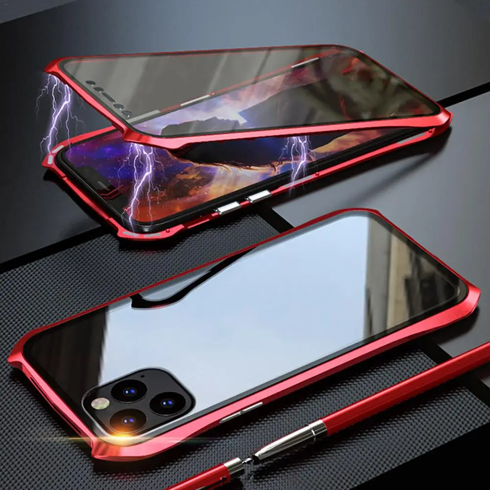 

Phone Case for iPhone 11 Pro Max Cover Case Magnetic Adsorption Tempered Glass Fundas for iPhone 11 Pro iPhone XR Capa