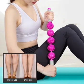 

Yoga Muscle Massage Roller Stick High Strength Gym Body Waist Leg Back Relax Tool With 5 Point Spiky Balls