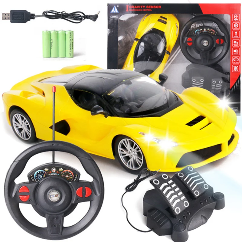 

Gift Box Charging 2.4GHz Remote Control Car Pedals Steering Wheel Gravity Induction Drift Racing Car LED Light Children's Toys