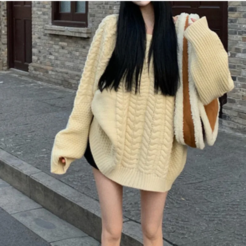 sweater women's long lazy wind loose chic top autumn winter new | Женская одежда