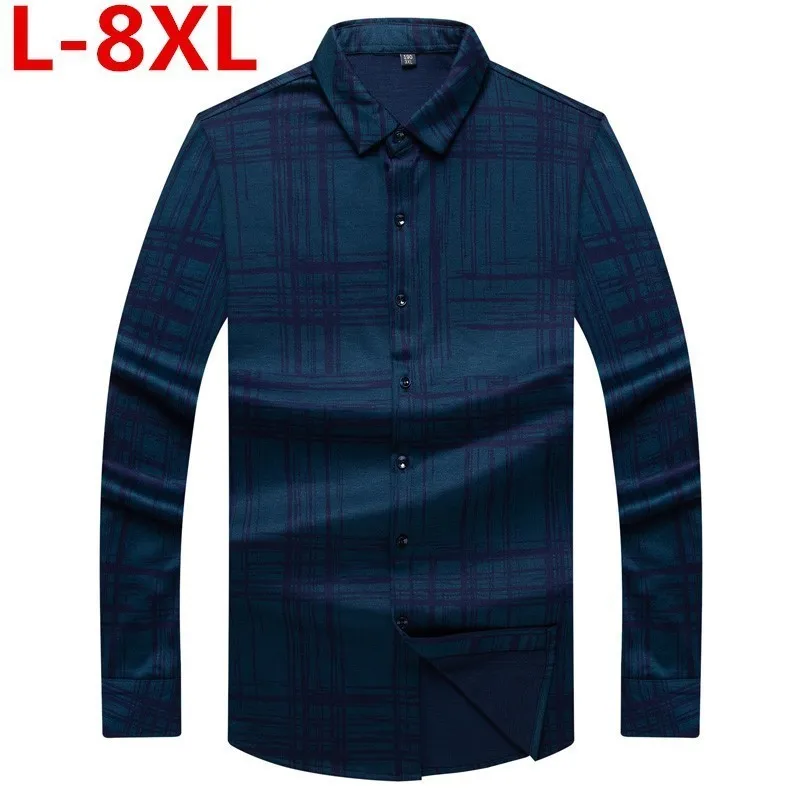 Плюс размер 8XL 7XL 6XL мужская одежда с длинным рукавом Гавайская рубашка Camisa Masculina