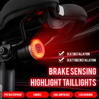 Luz de Luz trasera de freno LED inteligente para bicicleta, luz trasera de freno inteligente con carga USB, equipo de conducción nocturna