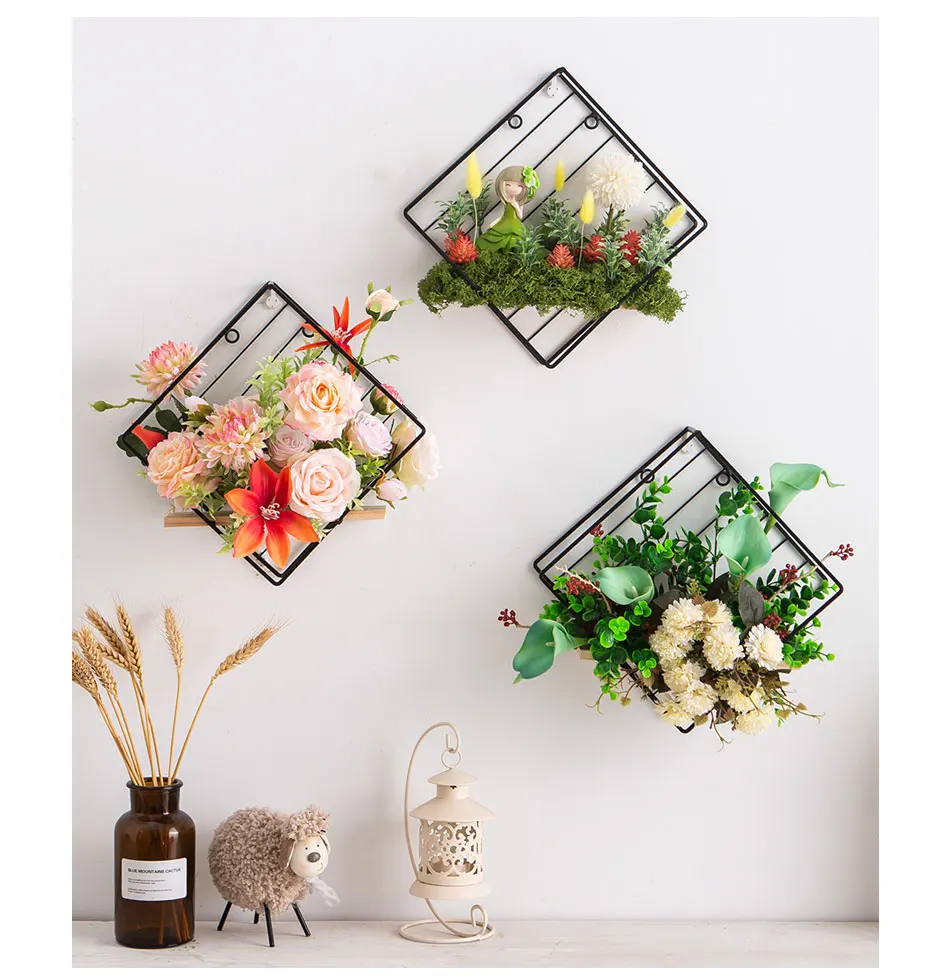 Iron Wall Flower Wall Decoration Simulation Flower Dry Flower Hall Corridor Flower Decoration Wall Decoration