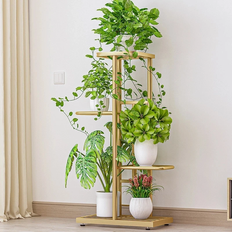4Tier Metal Potted Plant Stand Flower Pot Flower Display Rack Plant Holder Shelf for Indoor Living Room Balcony Decoration