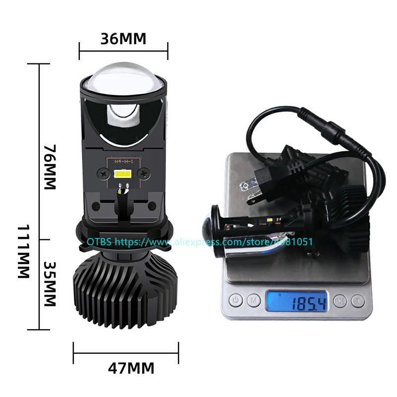 2pcs 6000K H4 LED Mini Projector Headlight Lens Automobles Bulb H4 Headlamp Retrofit Car Styling Hi/Lo Beam Lights 12v 24v