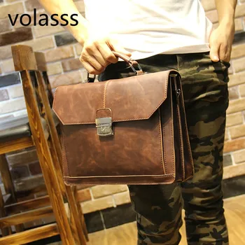 

2020 Handbag Brand Men Square Vintage Briefcase Totes Casual Messenger Bag Single Shoulder Bag Brown Bag Multifunction Handbags