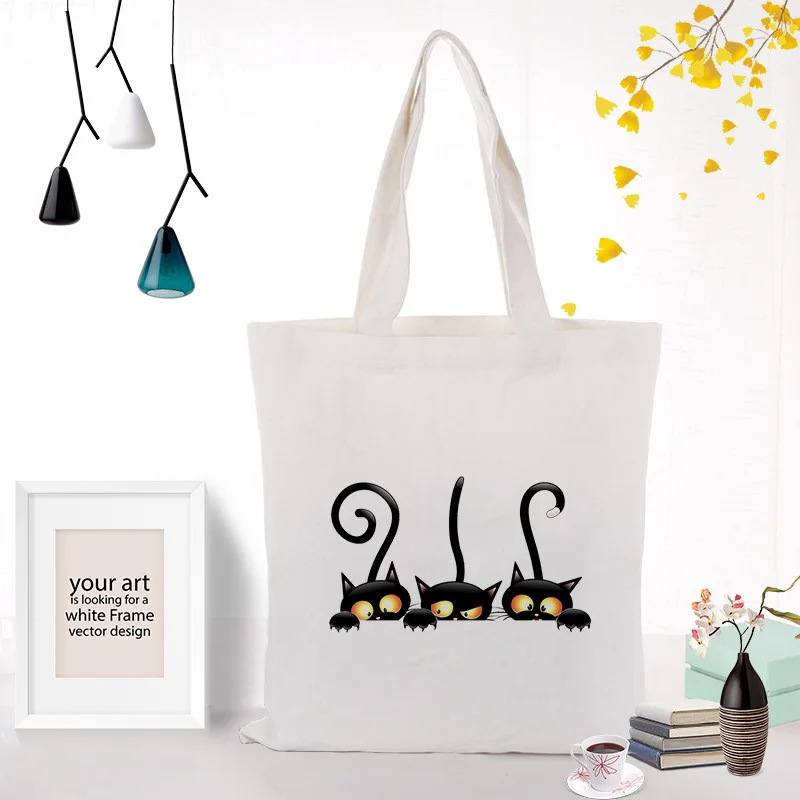 Холщовая Сумка-тоут на Хэллоуин, ручная сумка с принтом логотипа, ручная хозяйственная сумка, Экологичная многоразовая сумка для подарков