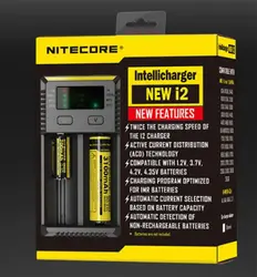 Бренд Nitecore Новый i2 Intelli зарядное устройство i2 Nitecore зарядное устройство для 16340 CR123A 10440 AA 14500 18650 26650,22650, 17670