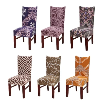 

Baroque Universal Chair Cover Spandex Stretch Polyester Dining Room Chair Seat Cover Geometric Kitchen Hotel Protector Seat Case