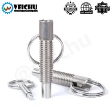 VEICHU 1pc Stainless/Carbon Steel Locating Pins Hand Retractable Spring Pins VCN234 M6~M16 Index Bolt Indexing Plunger With Ring