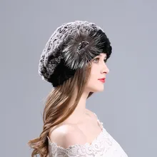 Женская шапка осень-зима, теплая Новая модная женская зимняя меховая берет, шапка из кроличьего меха, Детская вязаная шапка с ушками, милая модная шапка