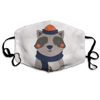 

Mouth Mask Lovely Raccoon Print Masks - Breathable Adjustable Windproof Mouth-Muffle, Camping Running for Women and Men