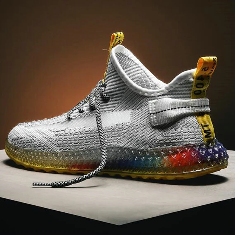 

2019 New Color Bottom Men High Tops Shoes Breathable Casual Summer 4D Printing Flying Weave Men's Shoes Coconut Sneaker Male