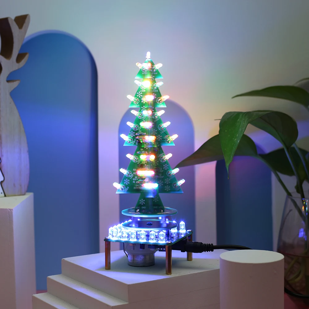 US $15.10 DIY Kit RGB AutoRotate Flash LED Circuit Music Christmas Trees LED Kit Led Module Flashing Breathing Light Soldering Training