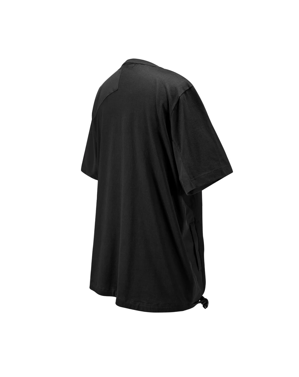 Reindee Lusion Recycled fabric short-sleeved cotton T-shirt split joint arm pocket polyester techwear ninjawear
