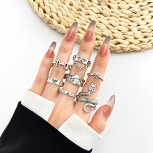 Vintage Gothic Snake Shaped butterfly Rings for Women Hip Hop Silver Color Butterfly Heart Finger Ring Fashion Jewelry