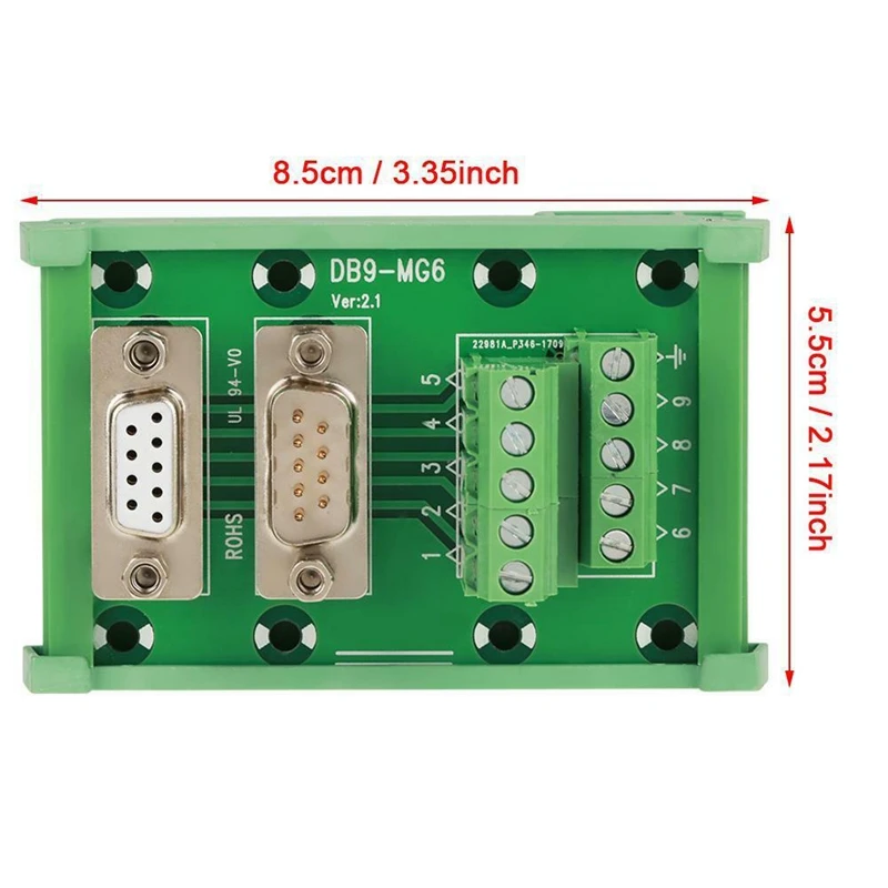 DB9-MG6 DIN рейку интерфейс модуль мужской/женский разъем Breakout Board
