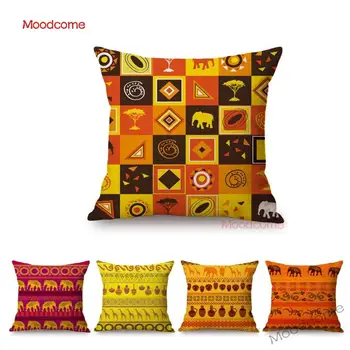 

Fashion African Pattern Design Africa Animals Plaids Ethnic Art Throw Pillow Cover Cotton Linen Home Decoration Cushion Cover