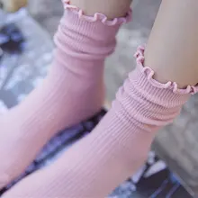 Носки для японских корейских школьниц, свободные 10 однотонных цветов, Harajuku, двойные спицы, вязанные длинные хлопковые носки для женщин