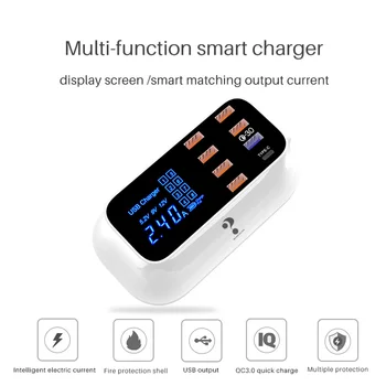 

Multi-port Tablet Desktop Quick Phone Travel Office LCD Power Adapter Digital Display Type-c Home USB Smart Charger